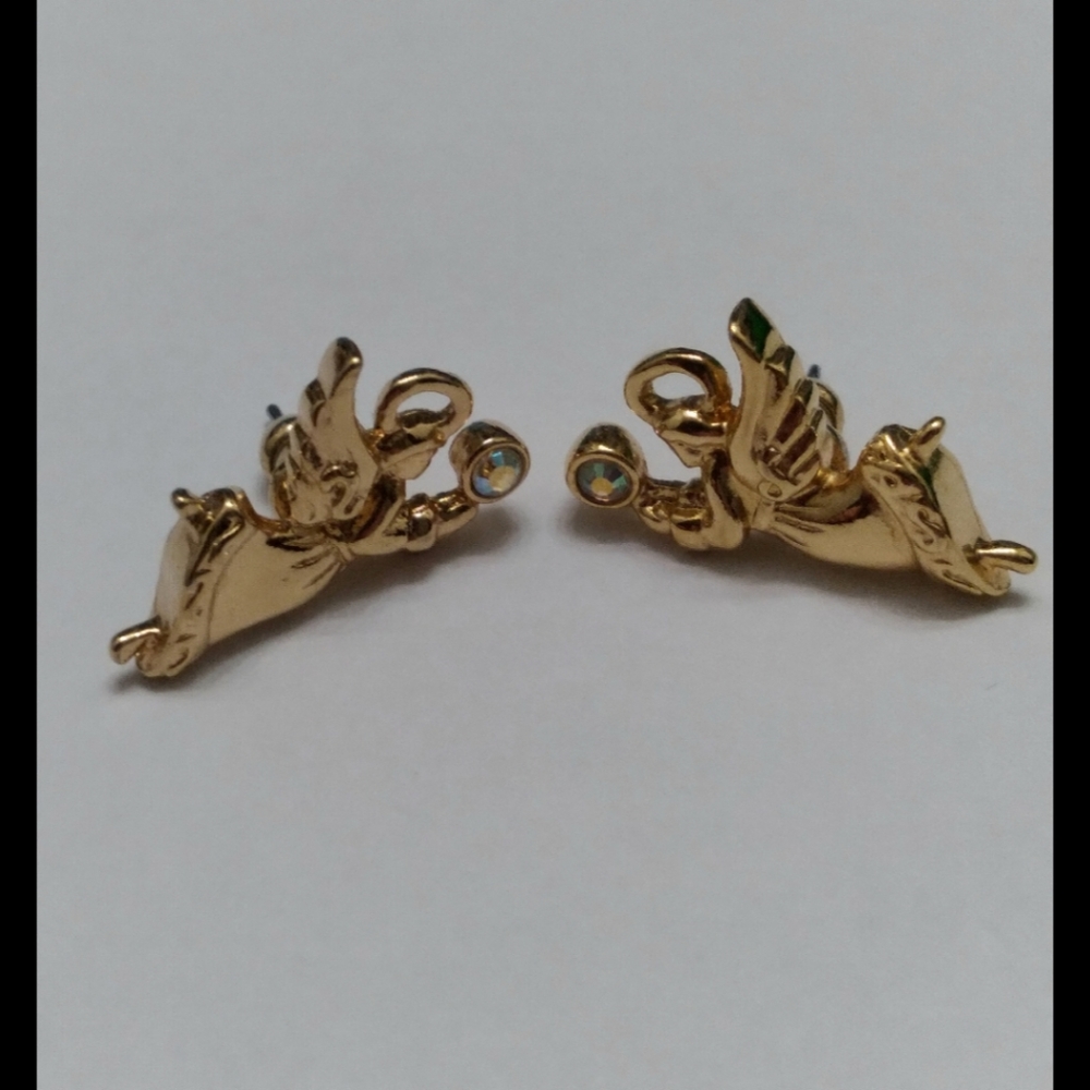 🌟3/$15 Gold Angel Rhinestone Earrings